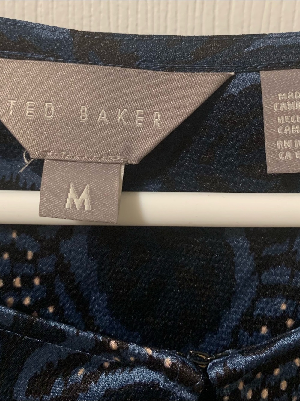 Ted Baker Navy & Blush Floral Satin Blouse - Picture 2 of 4